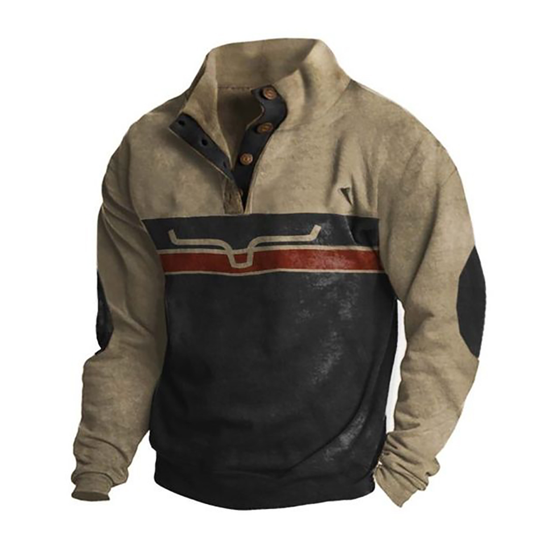 Men's Retro Versatile Contrast Printed Sweatshirt