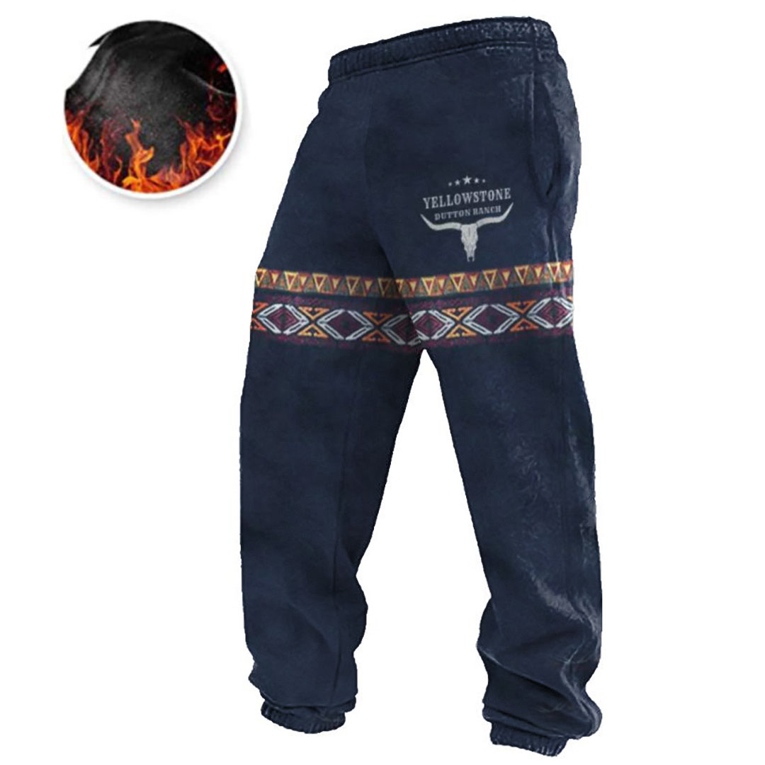 Men's Vintage Print Contrast Sweatpants