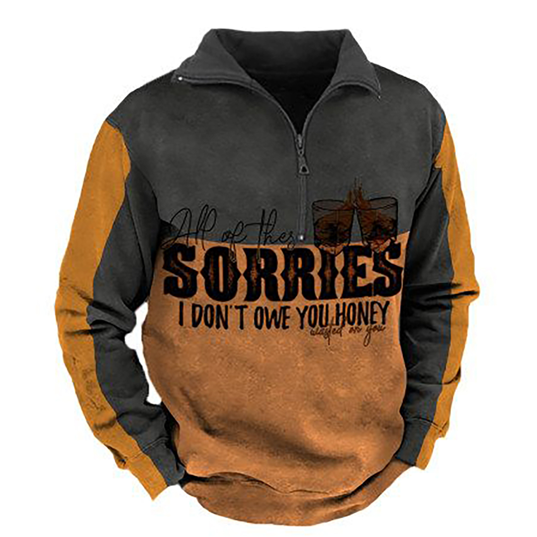 Men's Retro Versatile Contrast Printed Sweatshirt