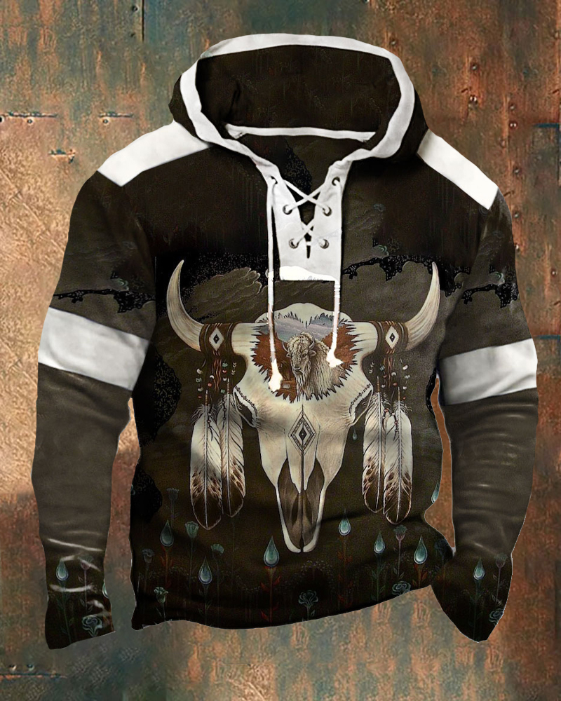 Men's Outdoor Retro Contrast Color Sweatshirt