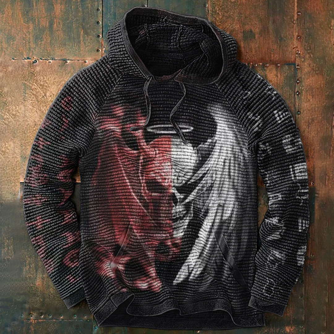 Versatile Casual Contrast Print Hoodie