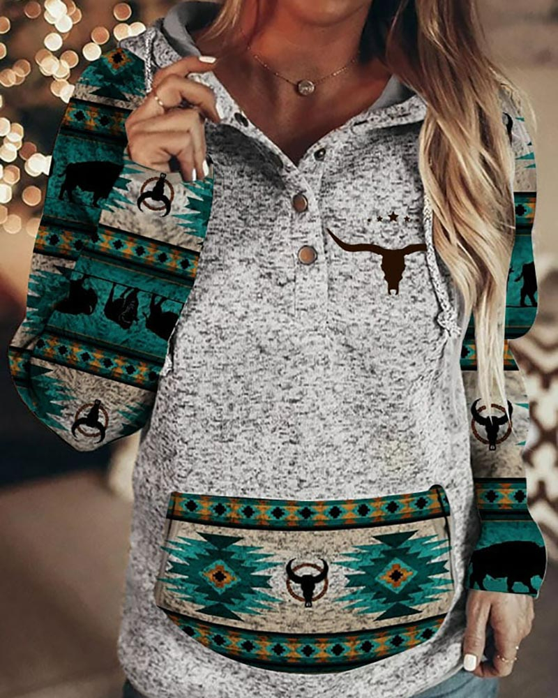 Women's Cow Carhartt Print Hoodie