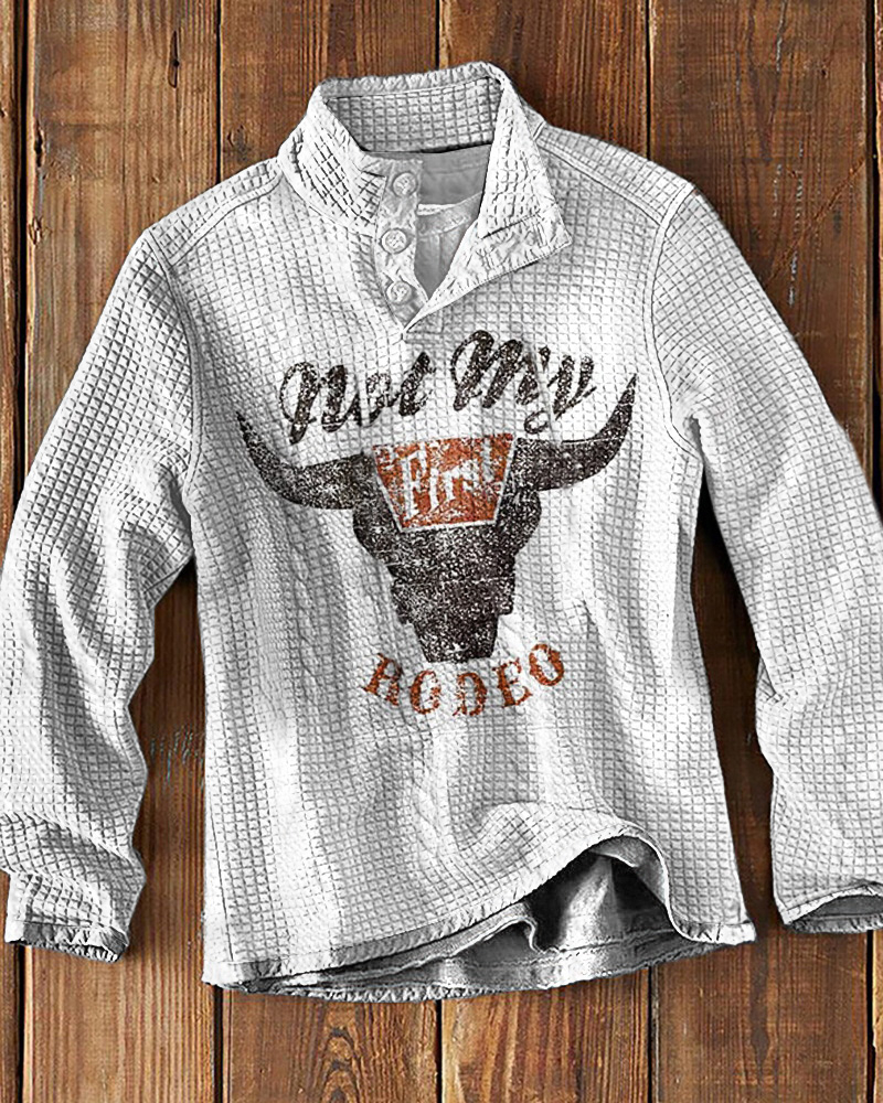 Highland cow print casual color contrast polo shirt