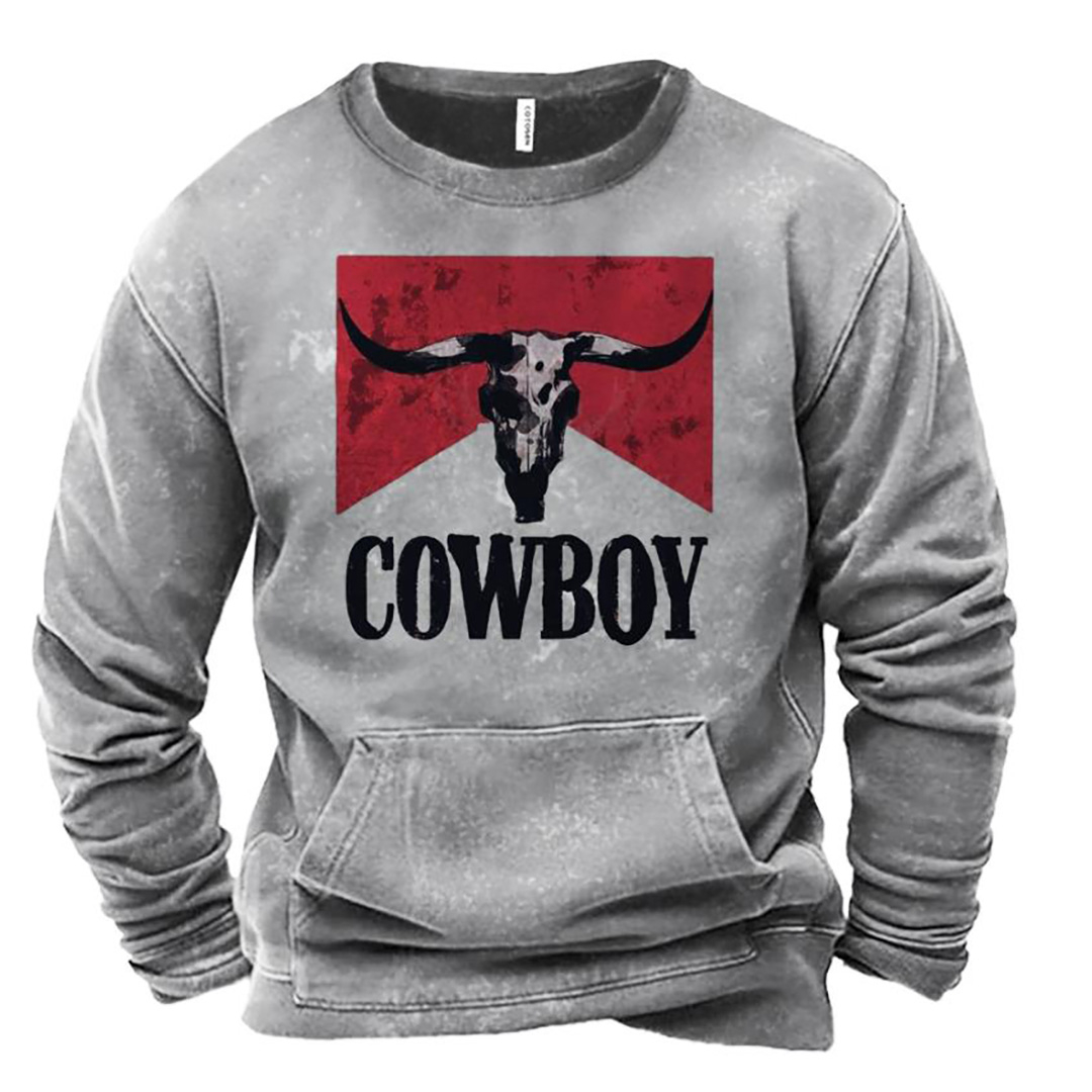 Men's Retro Versatile Contrast Printed Sweatshirt