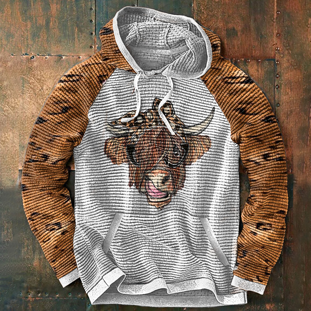 Western Vintage Furry Print Hoodie