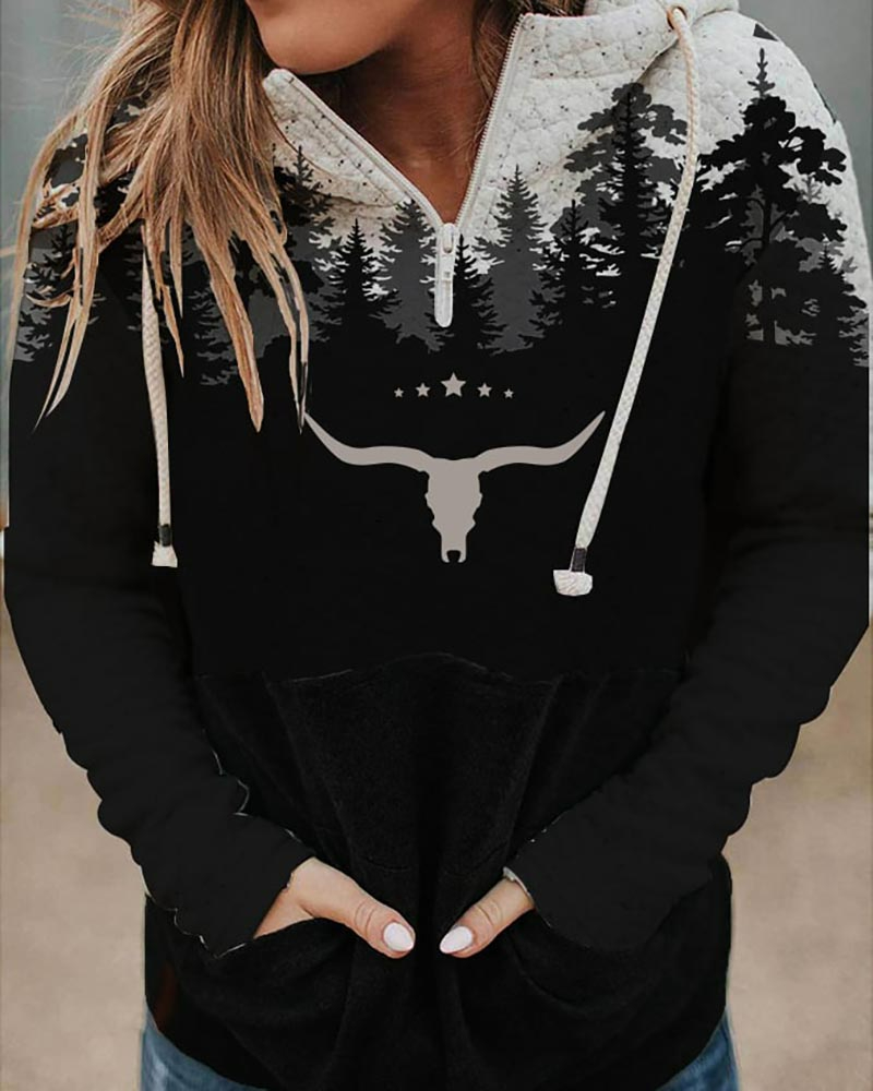 Women's Cow Carhartt Print Hoodie