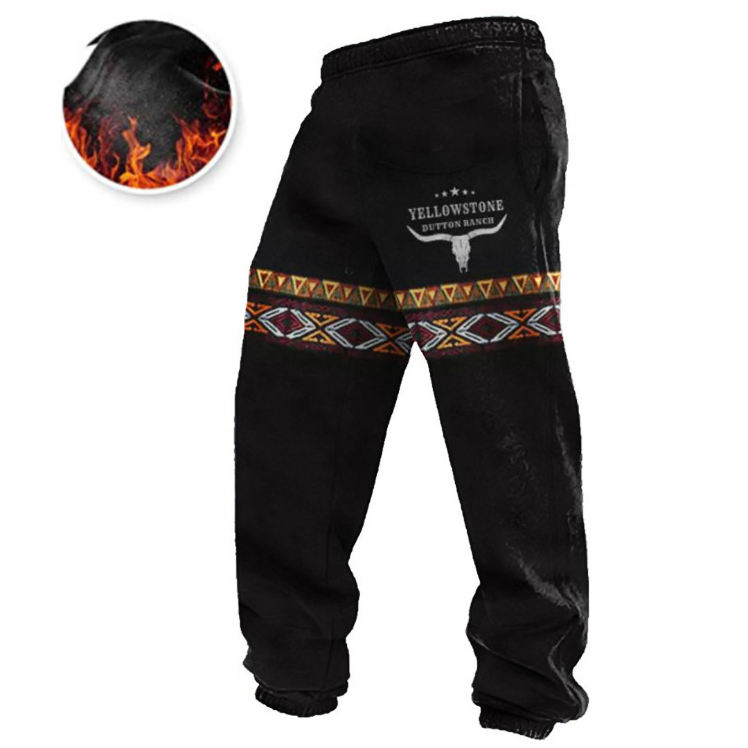 Men's Vintage Print Contrast Sweatpants