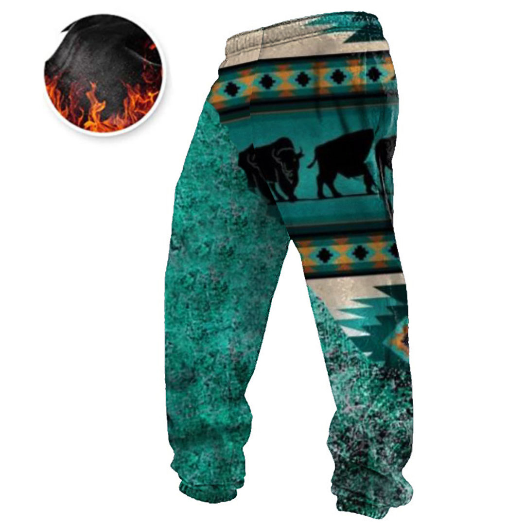 Men's Vintage Print Contrast Sweatpants