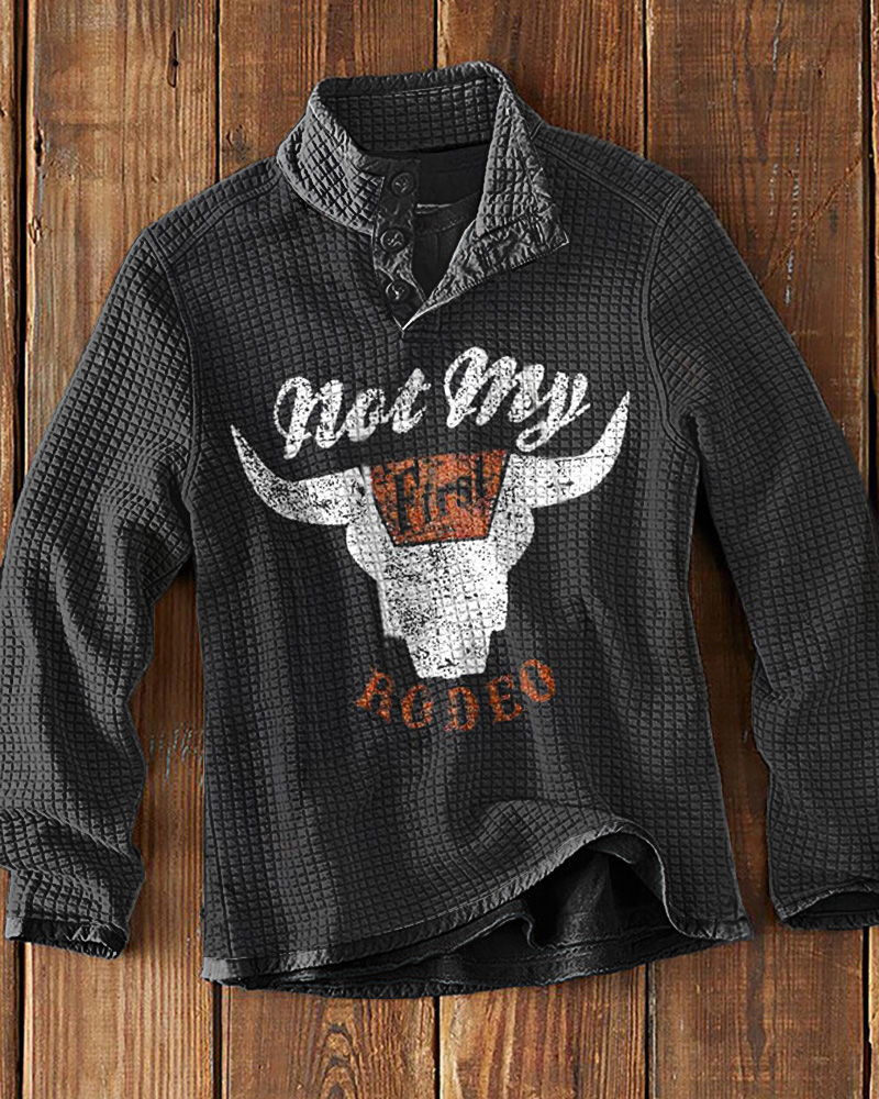 Highland cow print casual color contrast polo shirt