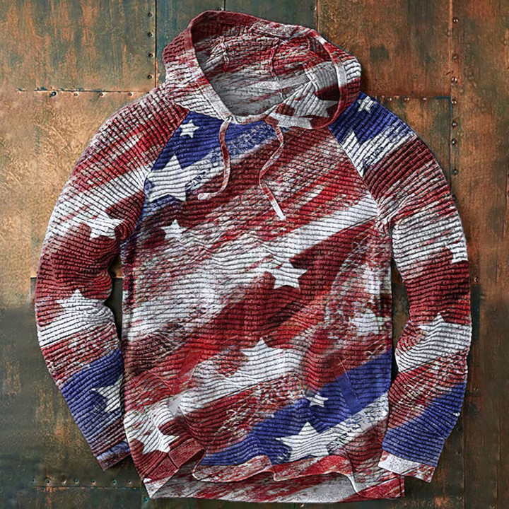 Versatile Casual Contrast Print Hoodie
