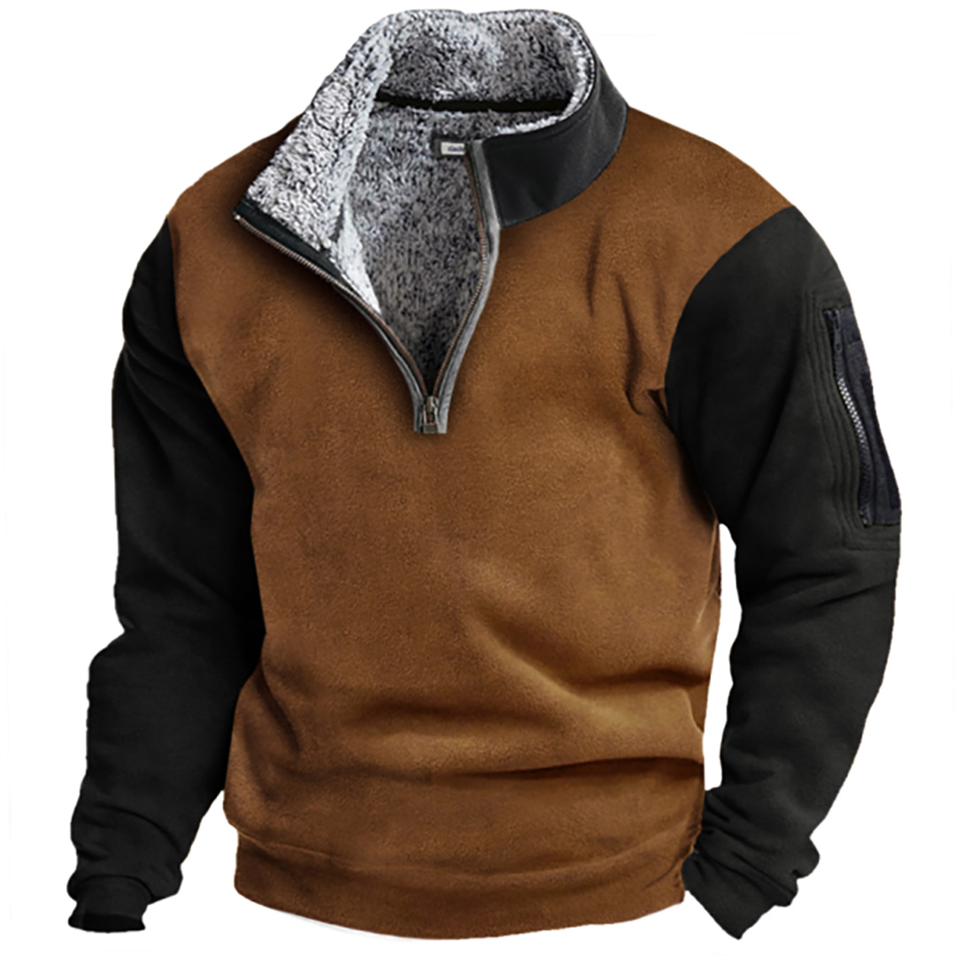 Men's retro outdoor color contrast long-sleeved sweatshirt