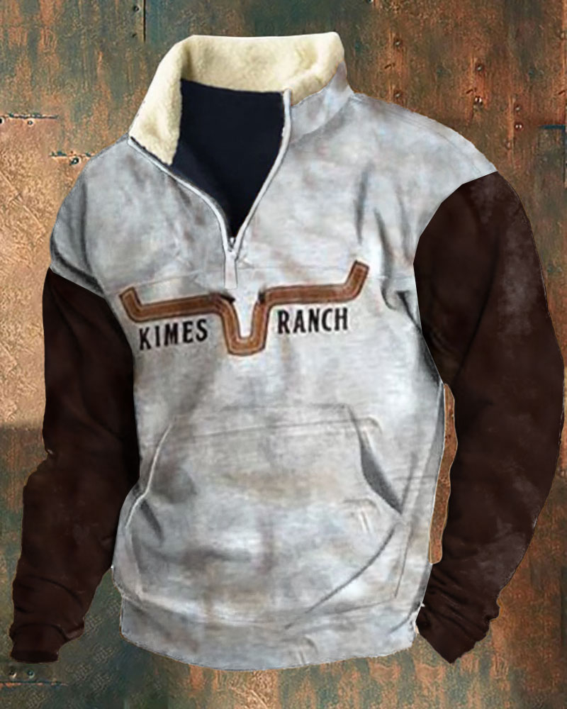 Men's Outdoor Retro Contrast Color Sweatshirt