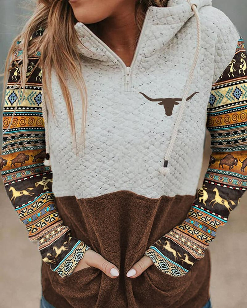 Women's Cow Carhartt Print Hoodie