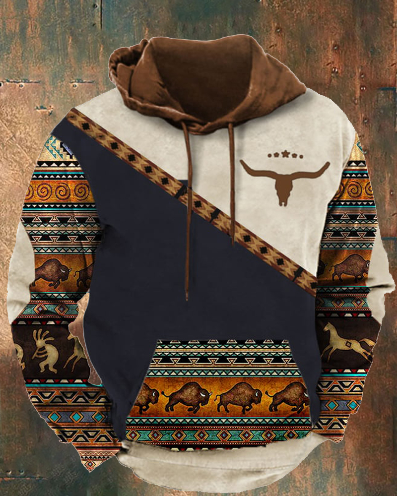 Men's Outdoor Retro Contrast Color Sweatshirt