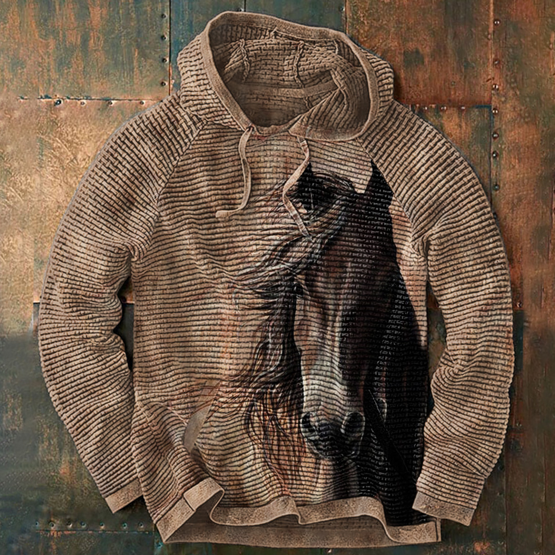 Western Horse Print Slouchy Hoodie