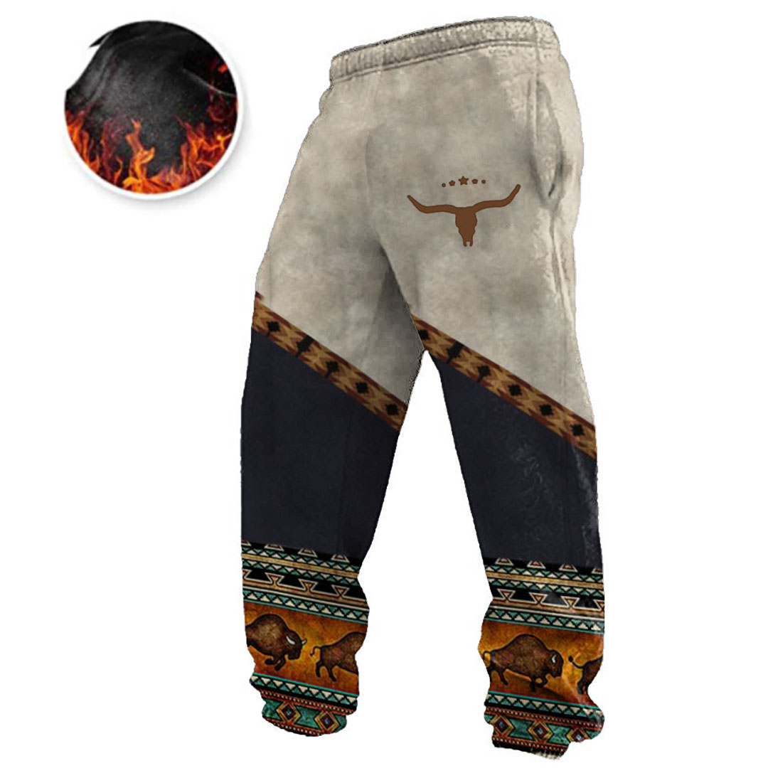 Men's Vintage Print Contrast Sweatpants