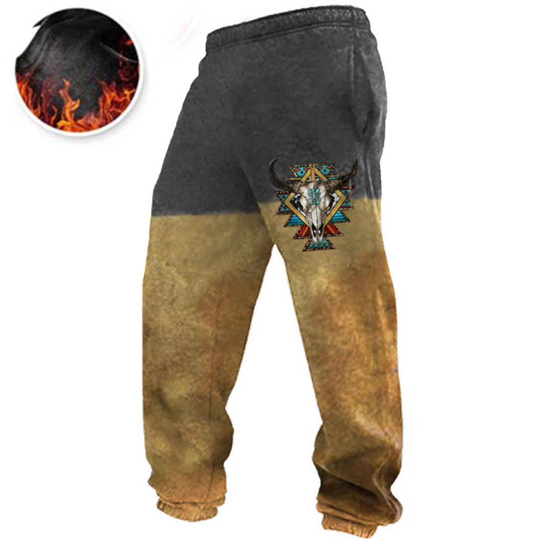 Men's Vintage Print Contrast Sweatpants