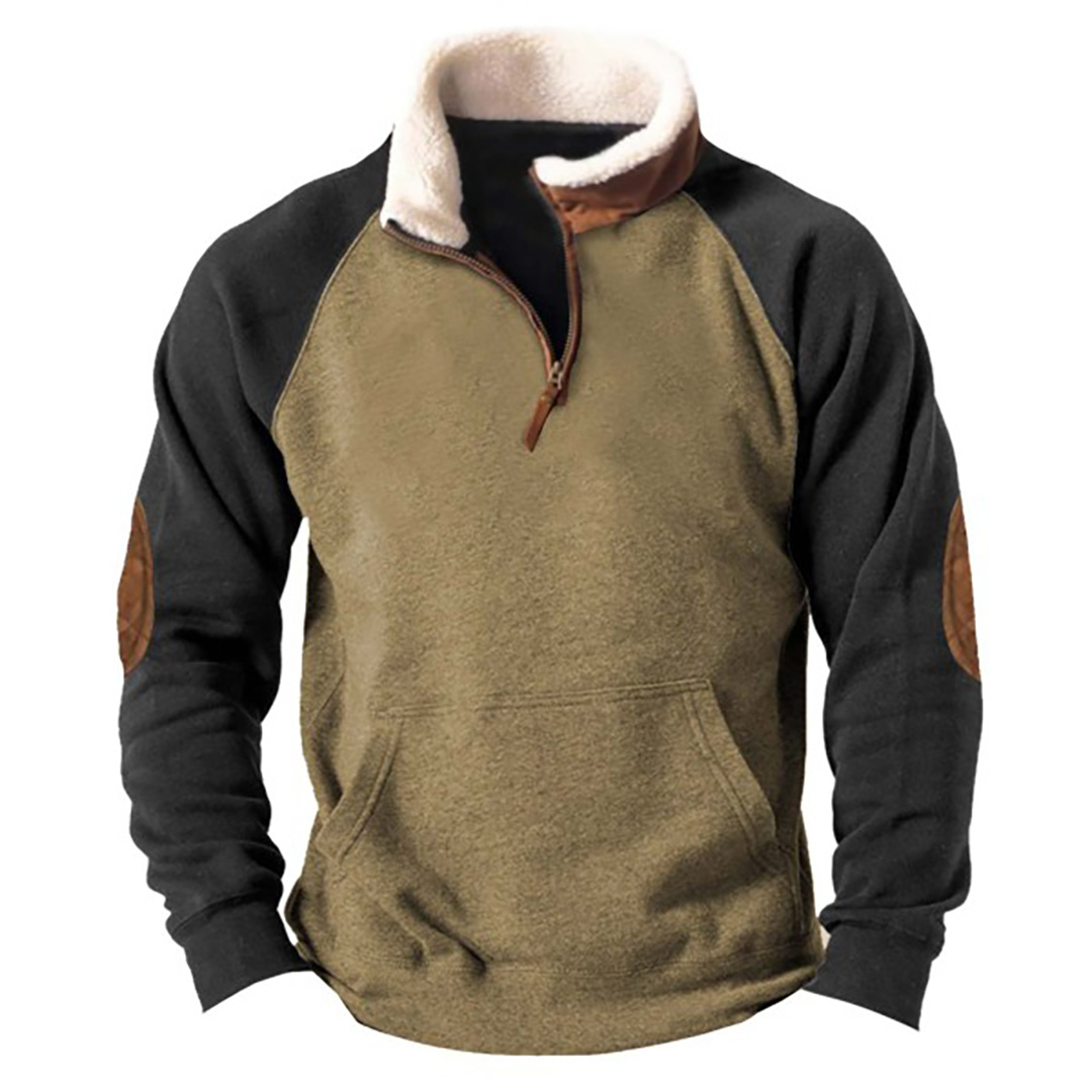 Men's retro outdoor color contrast long-sleeved sweatshirt