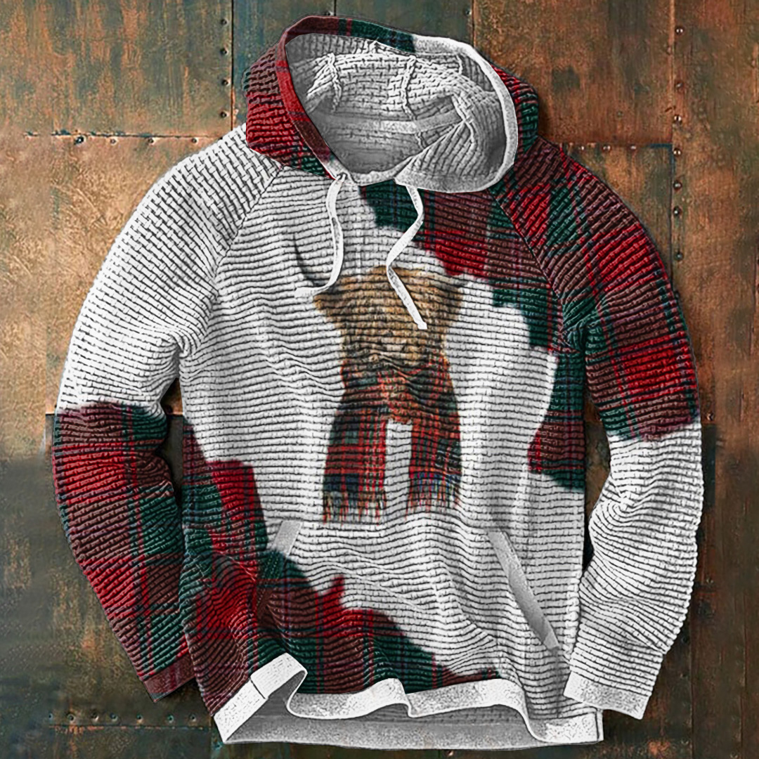Western Contrast Highland Cow Print Hoodie