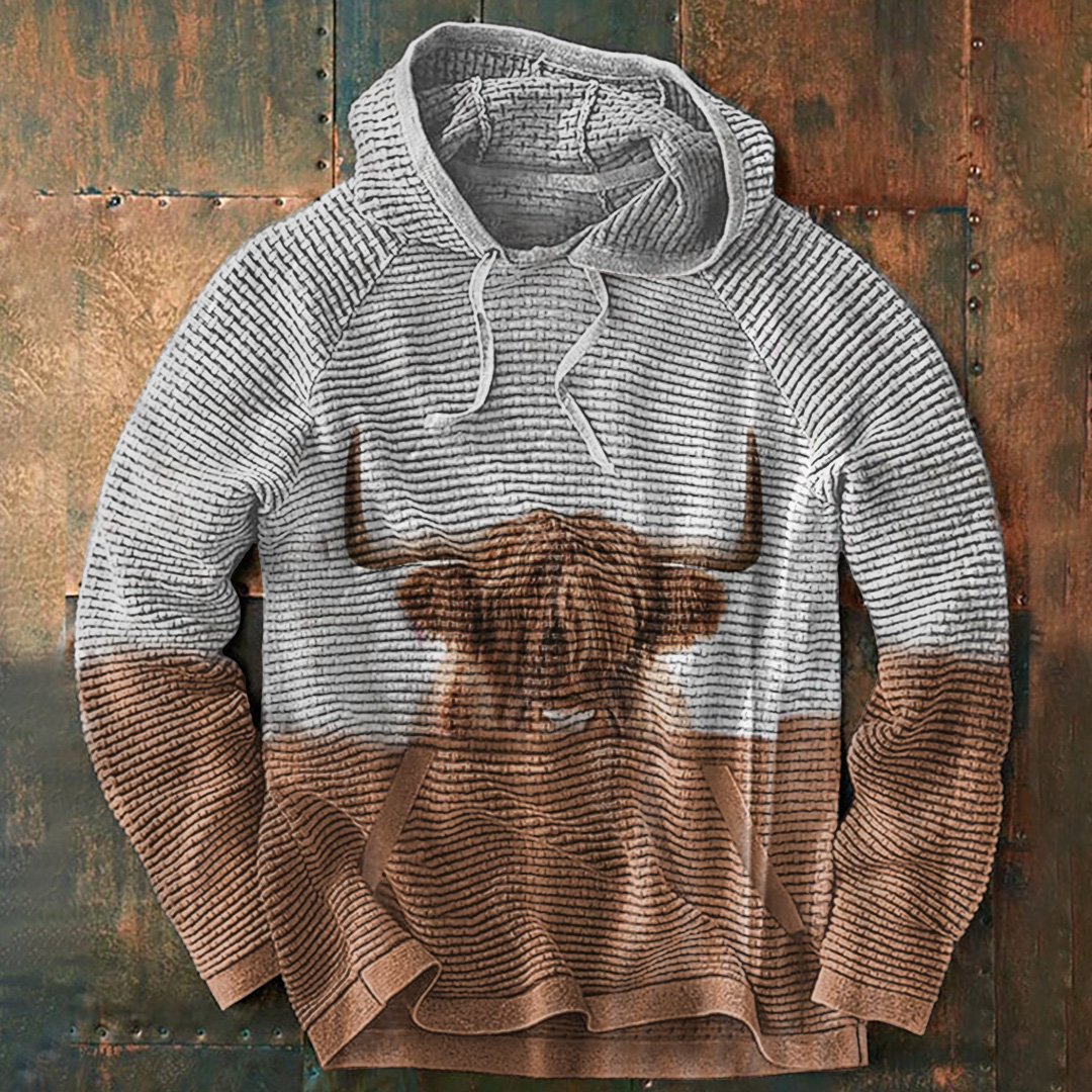 Highland Bull Print Slouchy Hoodie