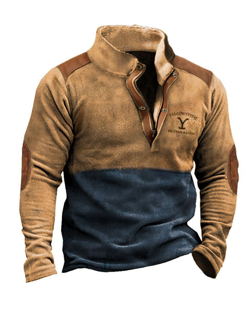Men's Outdoor Retro Contrast Color Sweatshirt