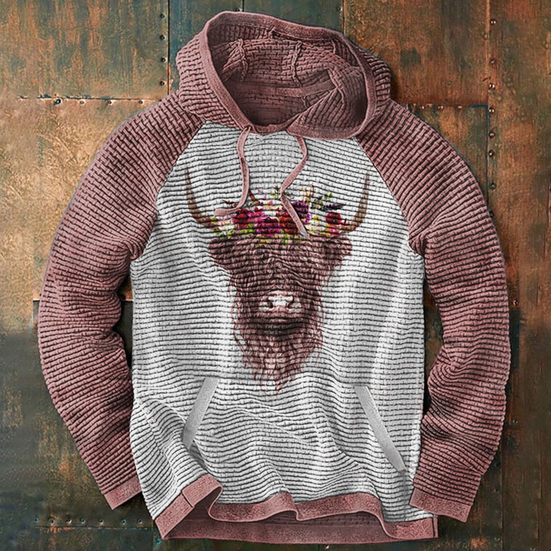 West Highland cow print hoodie
