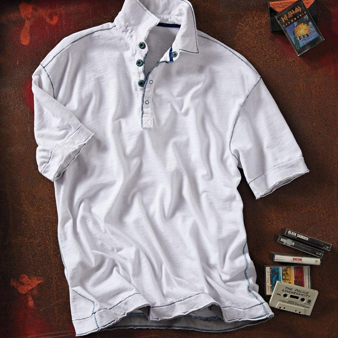 Men's casual color contrast print short-sleeved POLO shirt