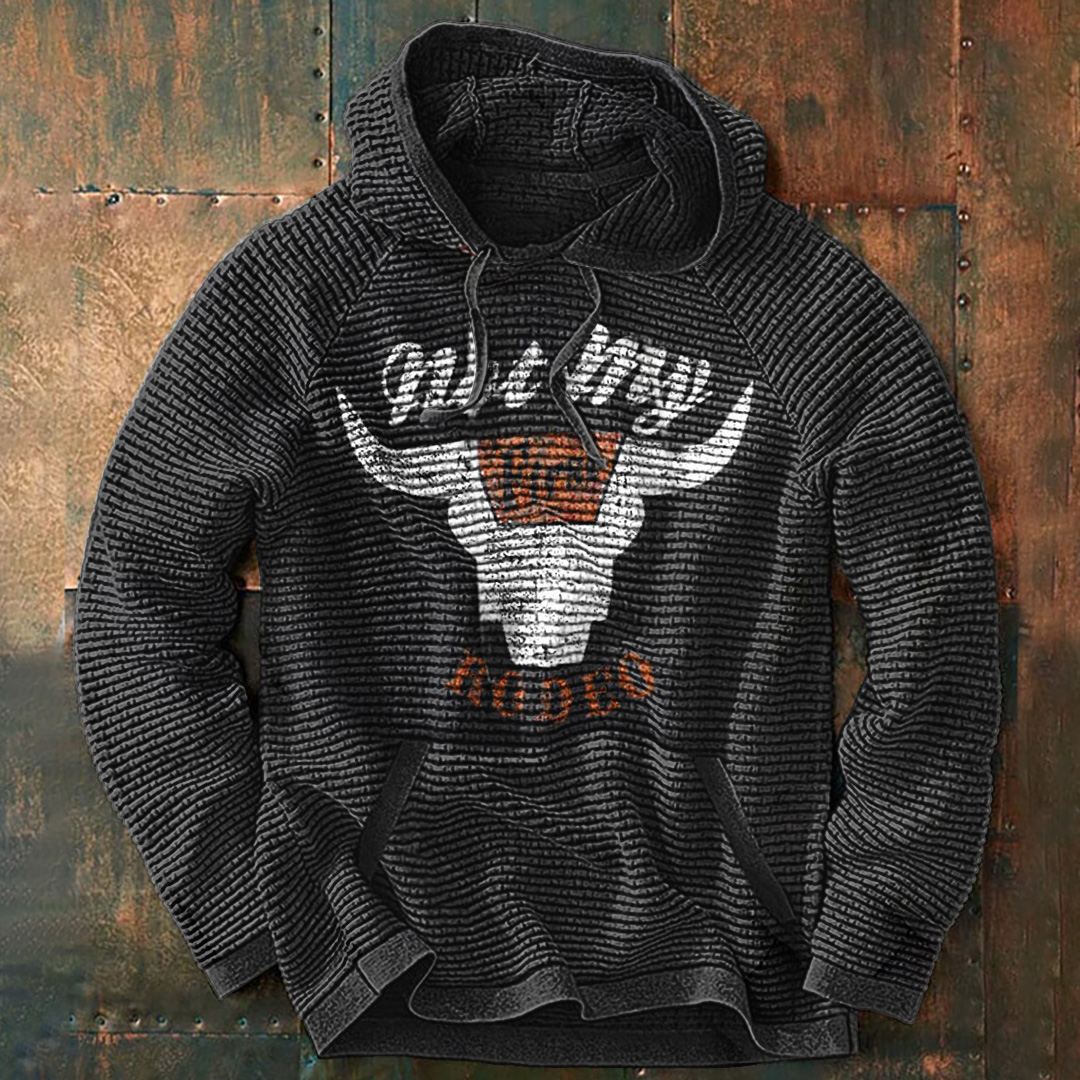 Not My Rodeo Print Slouchy Cable Hoodie