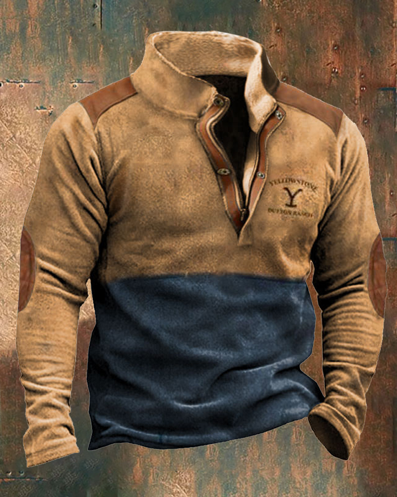 Men's Outdoor Retro Contrast Color Sweatshirt