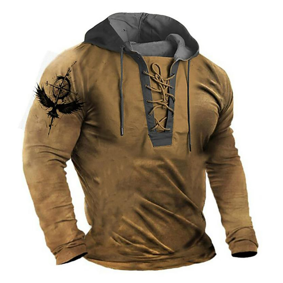 Men's Retro Versatile Contrast Printed Sweatshirt