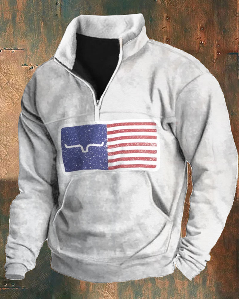 Men's Outdoor Retro Contrast Color Sweatshirt