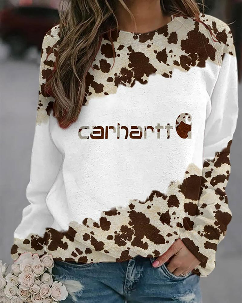 Women's Cow Carhartt Print Hoodie