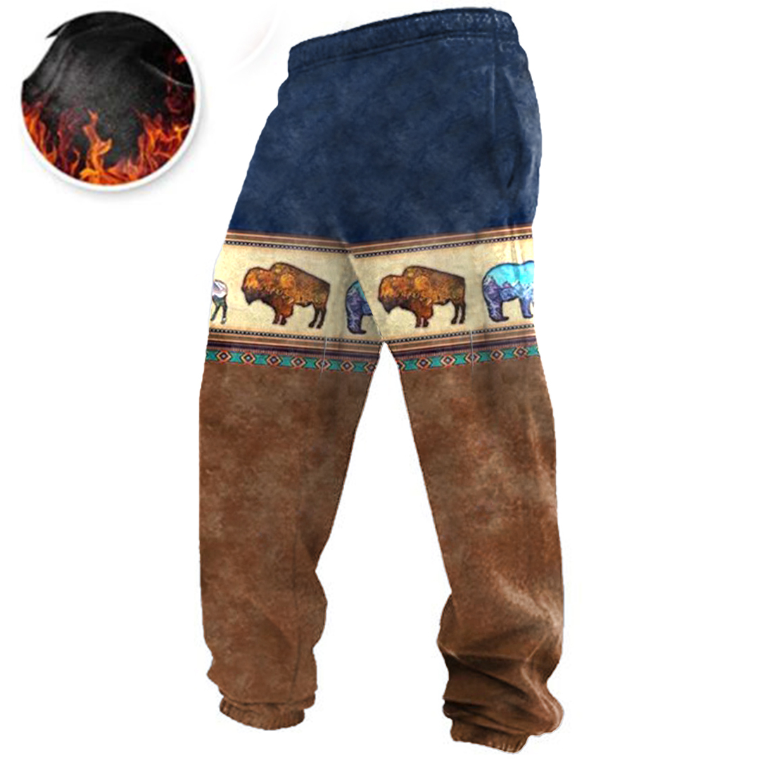 Men's Vintage Print Contrast Sweatpants