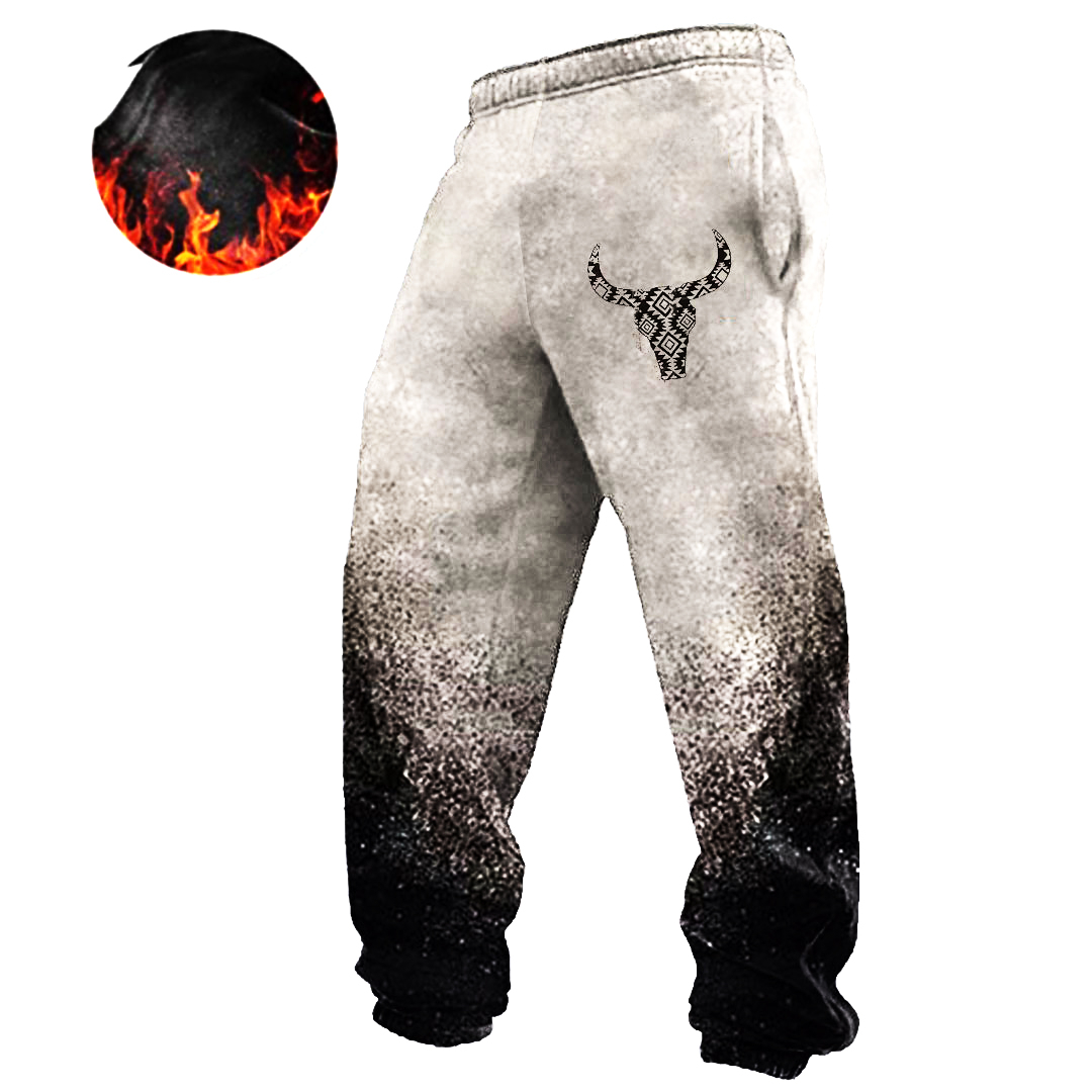 Men's Vintage Print Contrast Sweatpants