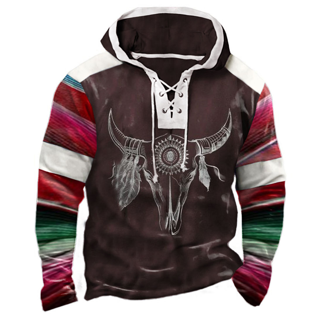 Men's Retro Versatile Contrast Printed Sweatshirt