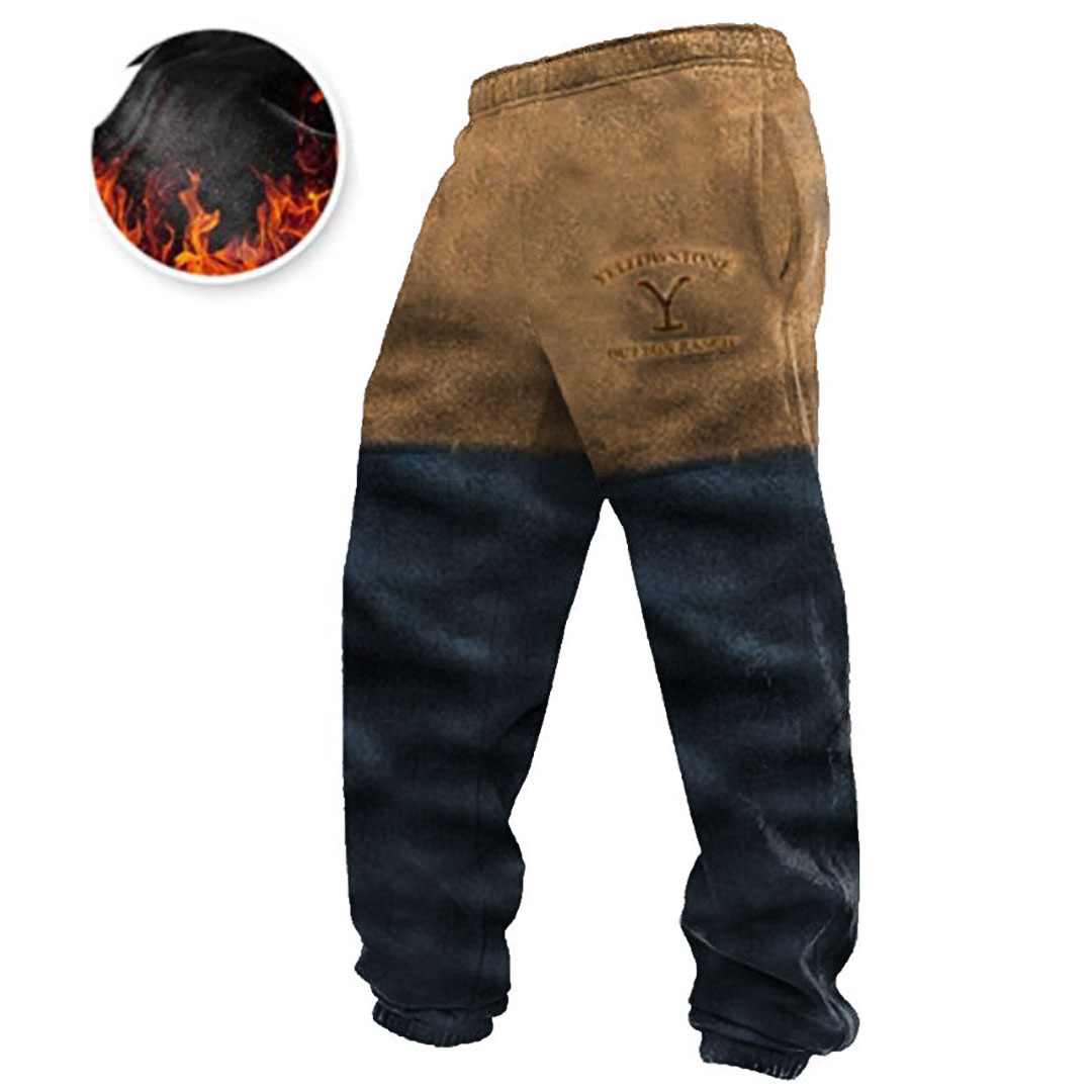 Men's Old Man Print Soft Fleece Loose-fit Sweatpants With Pocket
