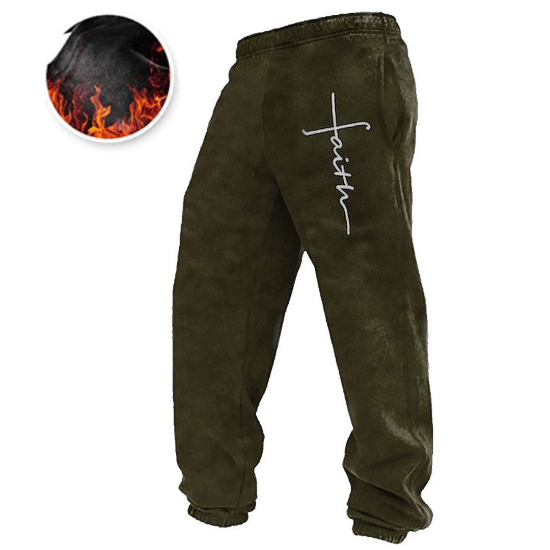 Men's Retro Cross Print Contrast Sweatpants