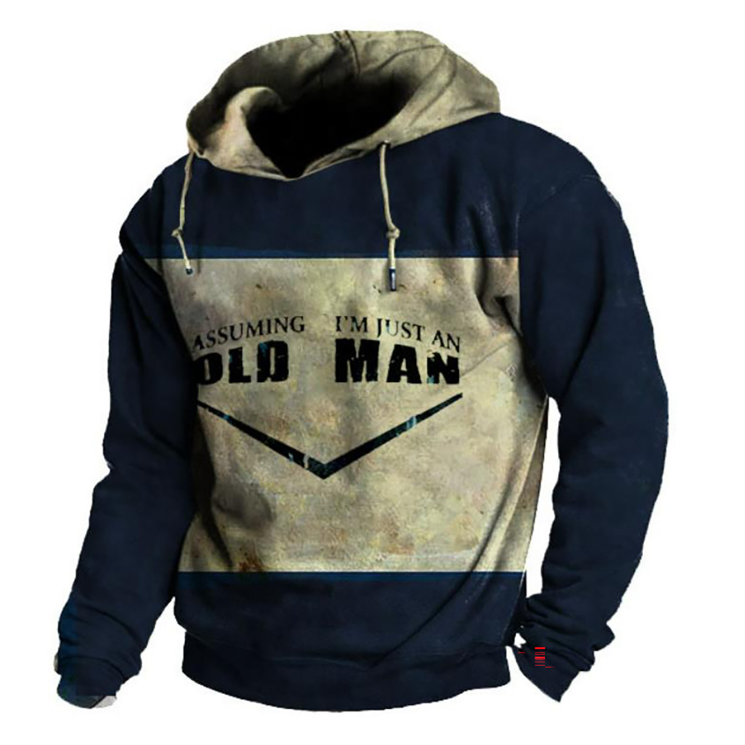 Men's Retro Versatile Contrast Printed Sweatshirt
