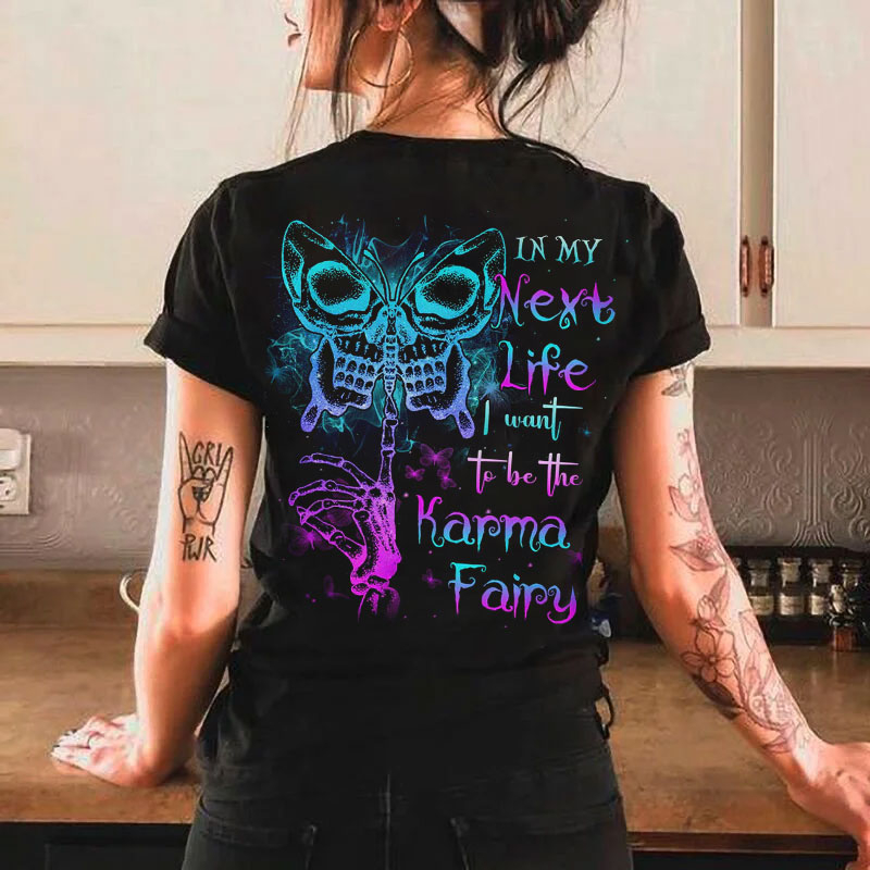 Karma Fairy Skull Print Women's T-Shirt