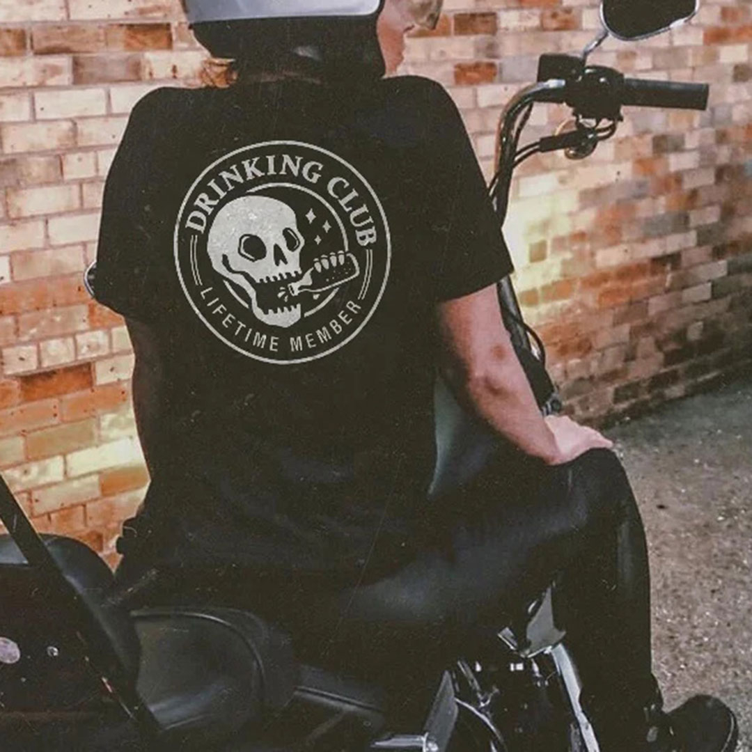 Retro Casual Drinking Club Lifetime  Print Women's T-Shirt