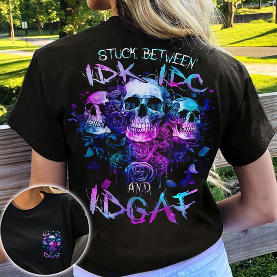 Stuck Between Skull Rose Print Women's T-Shirt