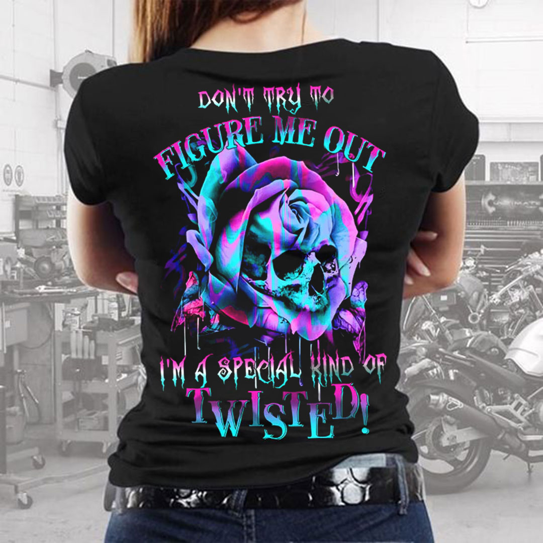 Don't Try To Figure Me Out Rose Skull  Print Women's T-Shirt
