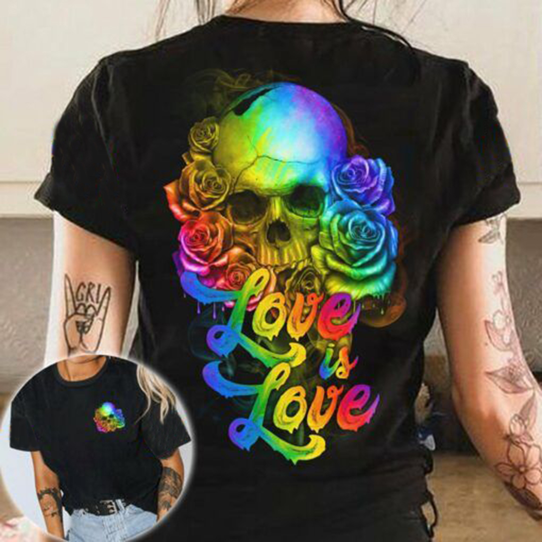 Skull Rose Rainbow Print Women's T-Shirt