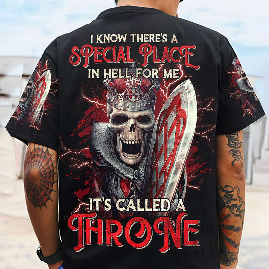 Throne Skull All Over Mens Print T-Shirt