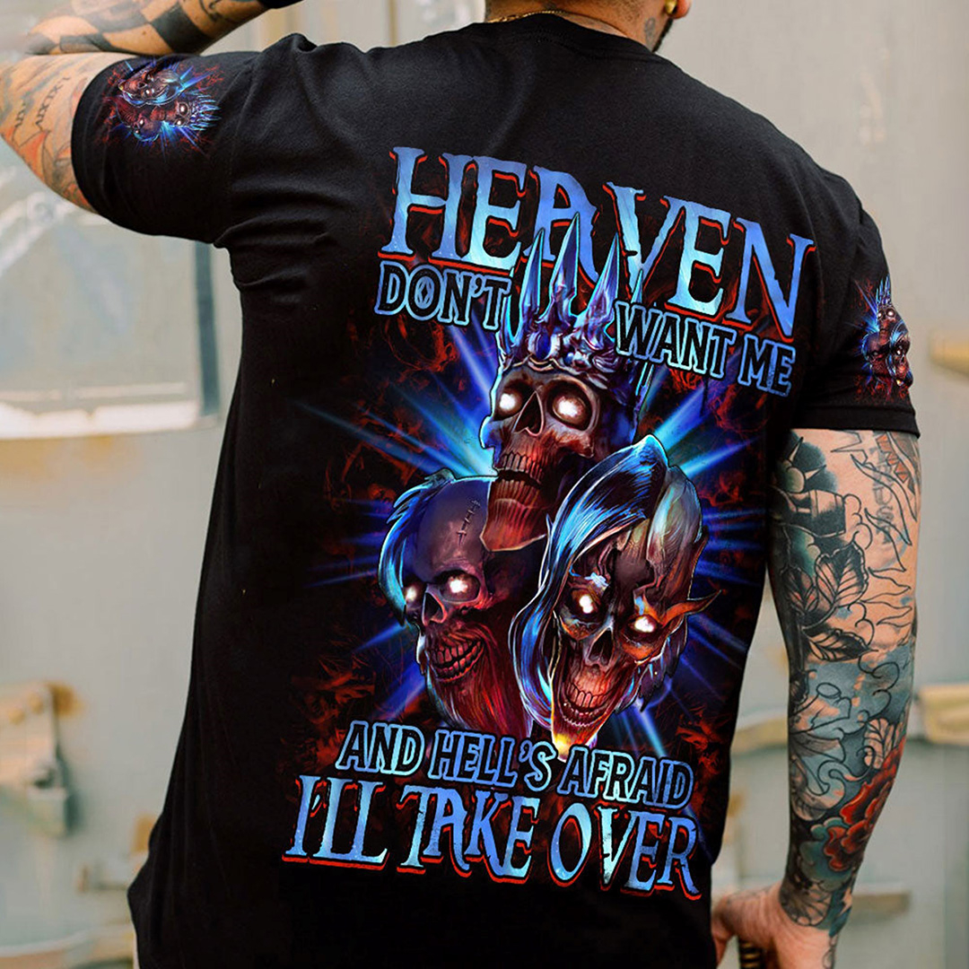 Heaven Don't Want Me 3 Skull Print Men's T-Shirt