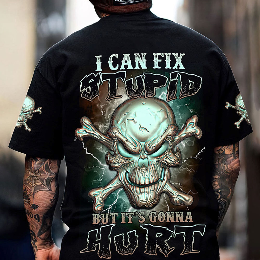 i can fix the whole print stupid metal skull bones print mens t shirt
