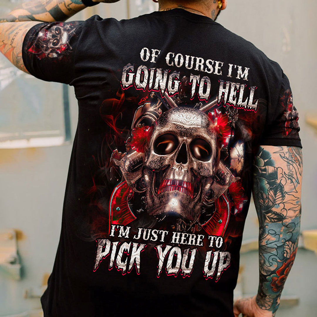 I Just Here to Pick You Up Skull F Print Men's T-Shirt