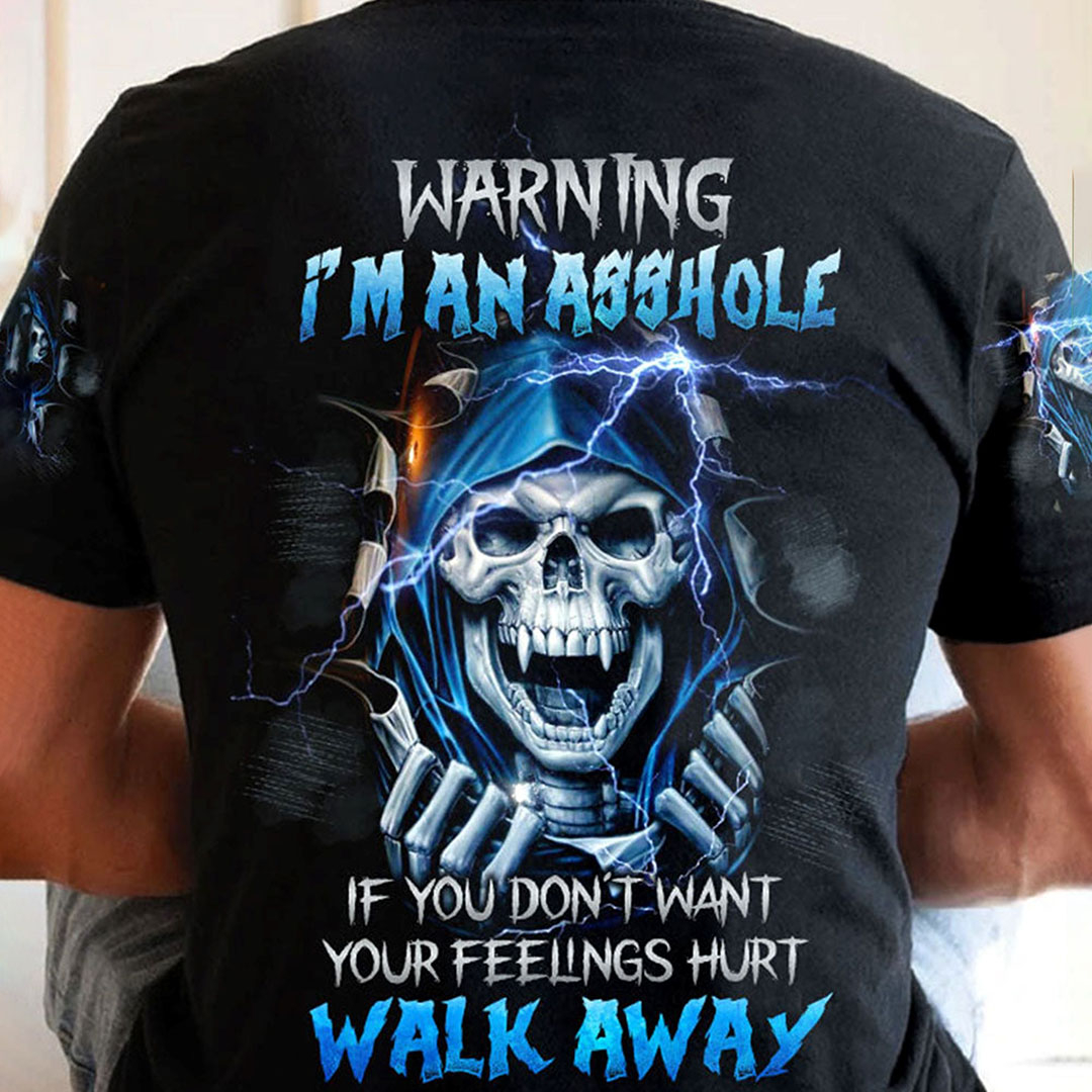 Warning I'm a Vampire Skull Print Men's T-Shirt