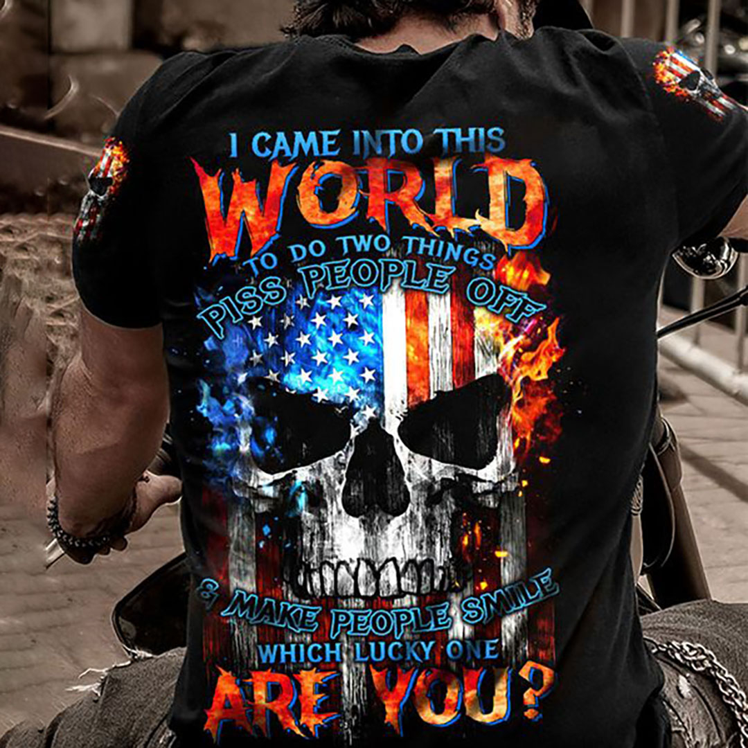 Which Lucky One Are You Skull Flag Print Men's T-Shirt