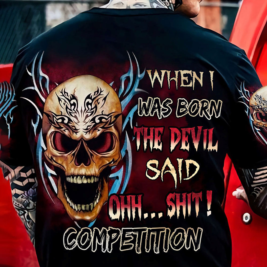 When I Was Born Skull Print Men's T-Shirt